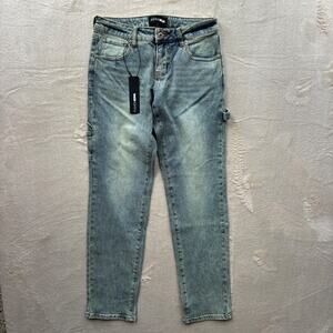 Fashion Nova All My Life Tinted Carpenter Jeans Women's 1 Vintage Wash Denim NWT